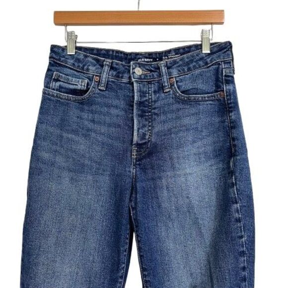 Old Navy High Waisted Button Fly OG Straight Ripped Cut Off Jeans Raw Hem 6 - Picture 3 of 9